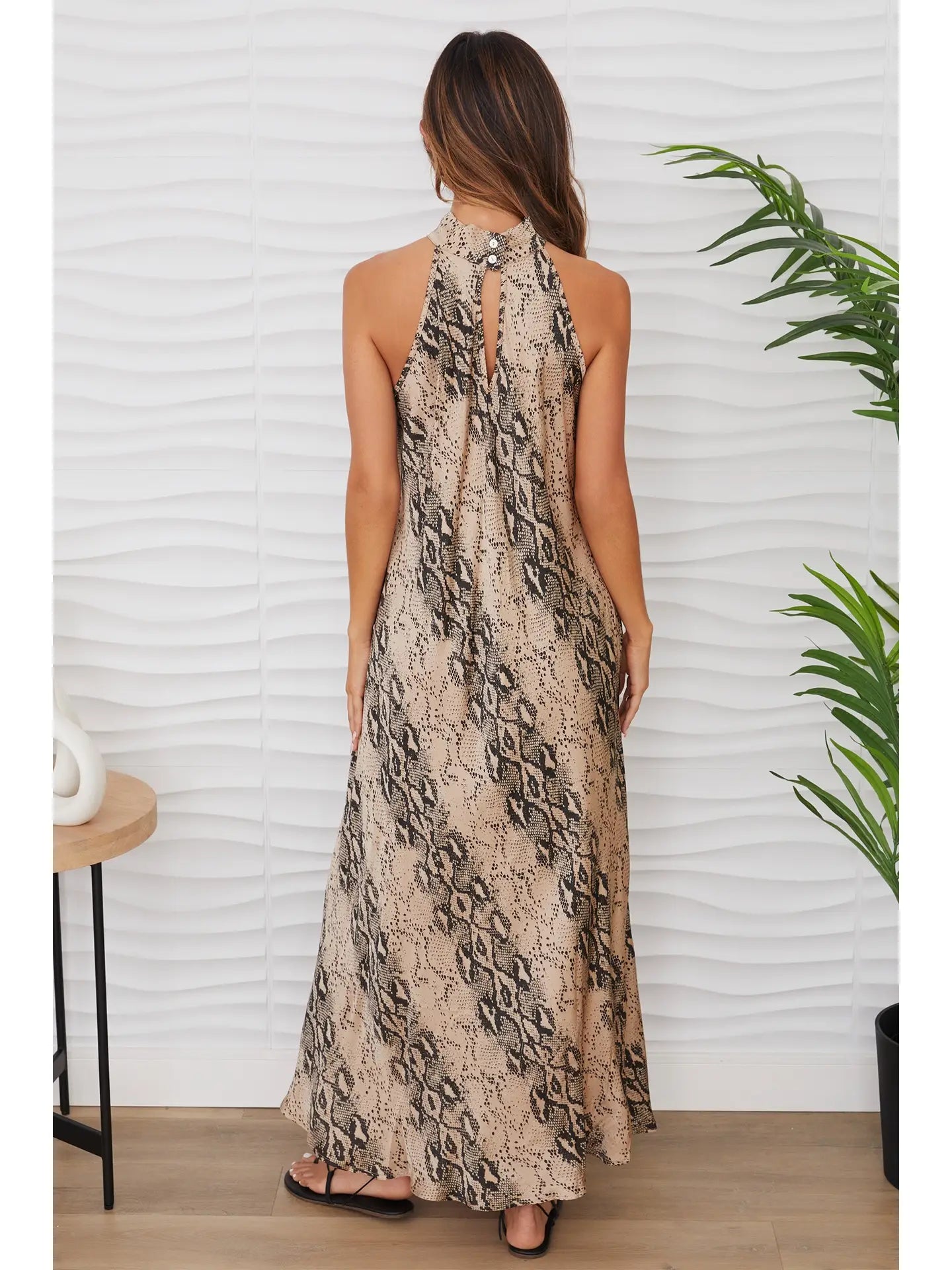 Python Mock Neck Maxi Dress