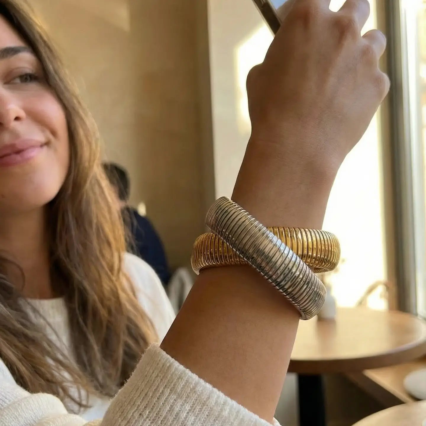 Twisted Spiral Two-Tone Bracelet