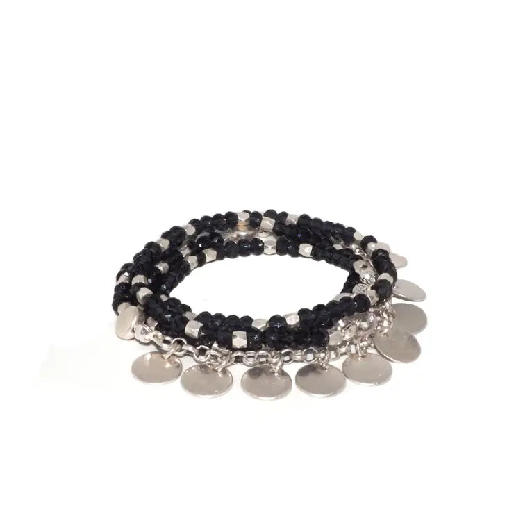 Toggle beaded disc wrap bracelet