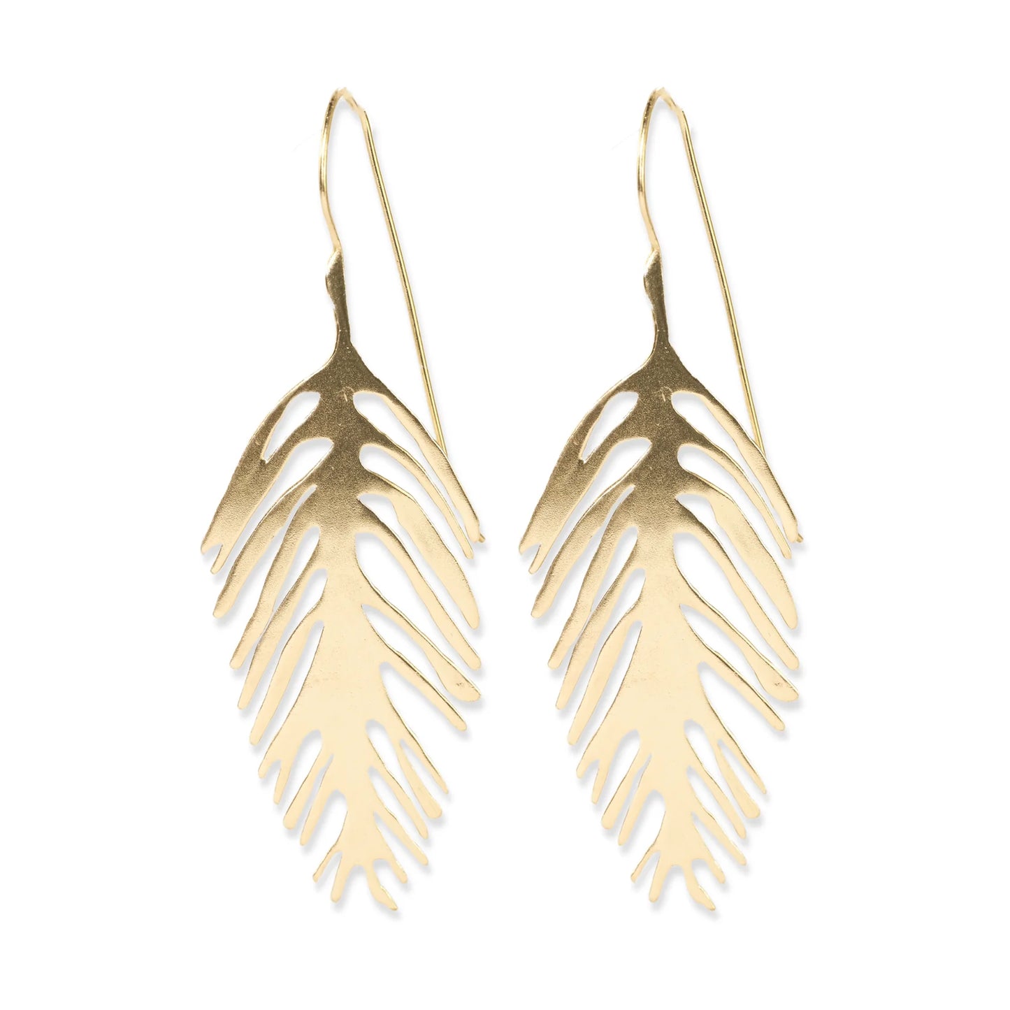 Flora Palm Leaf Brass Earrings