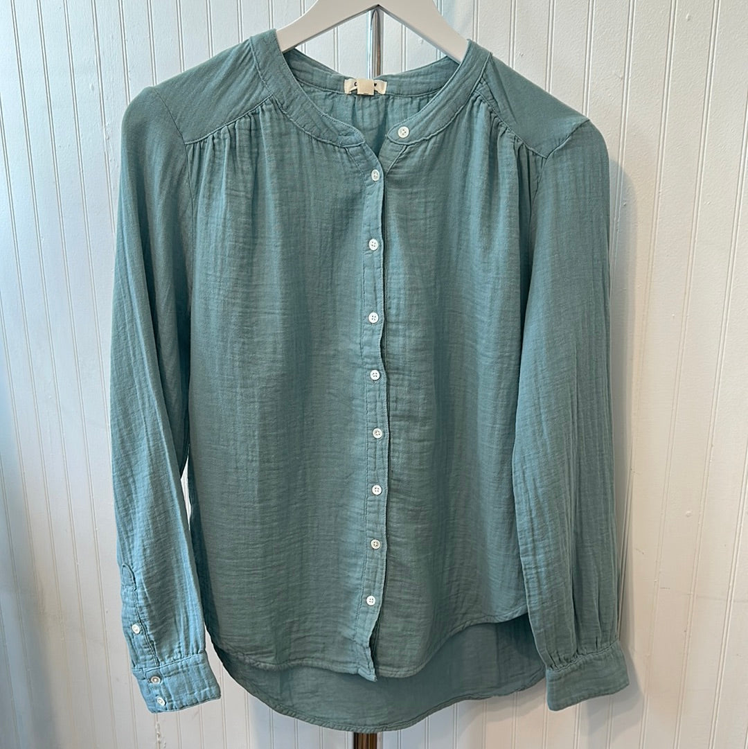 Long Sleeve Shirred Sleeve Shirt
