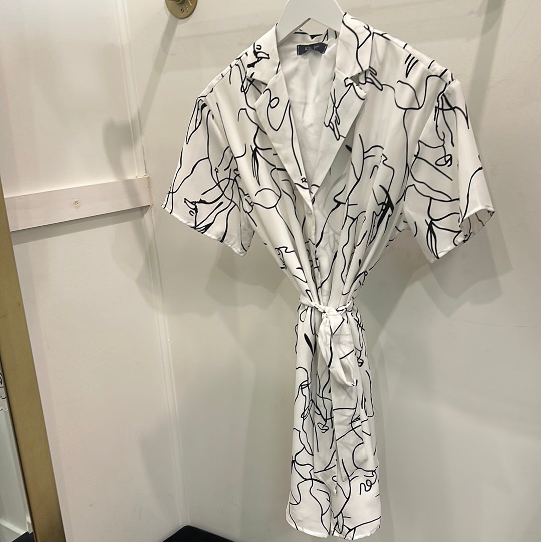 Printed Button Down Shirt Dress