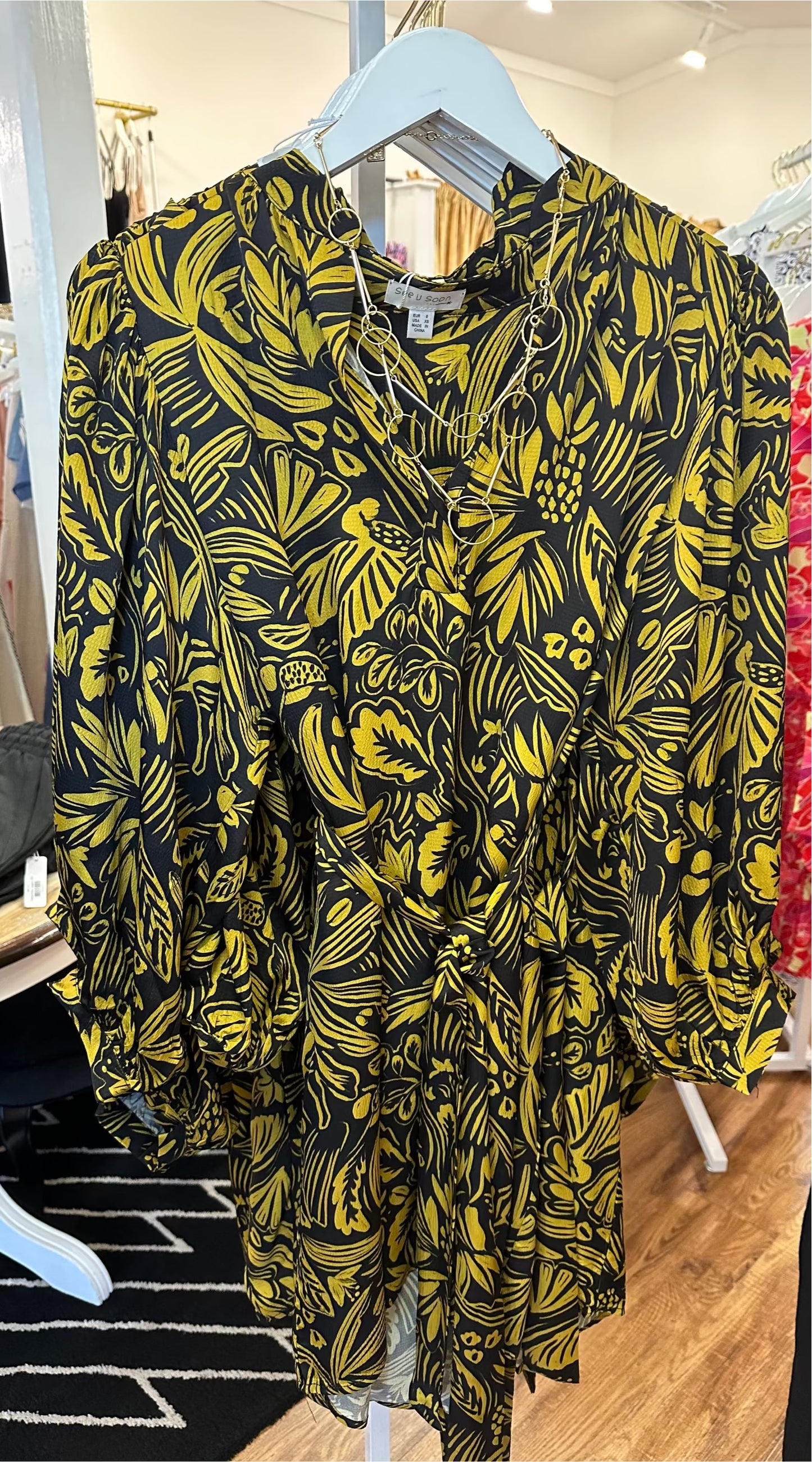 Balloon Sleeve Tie Dress