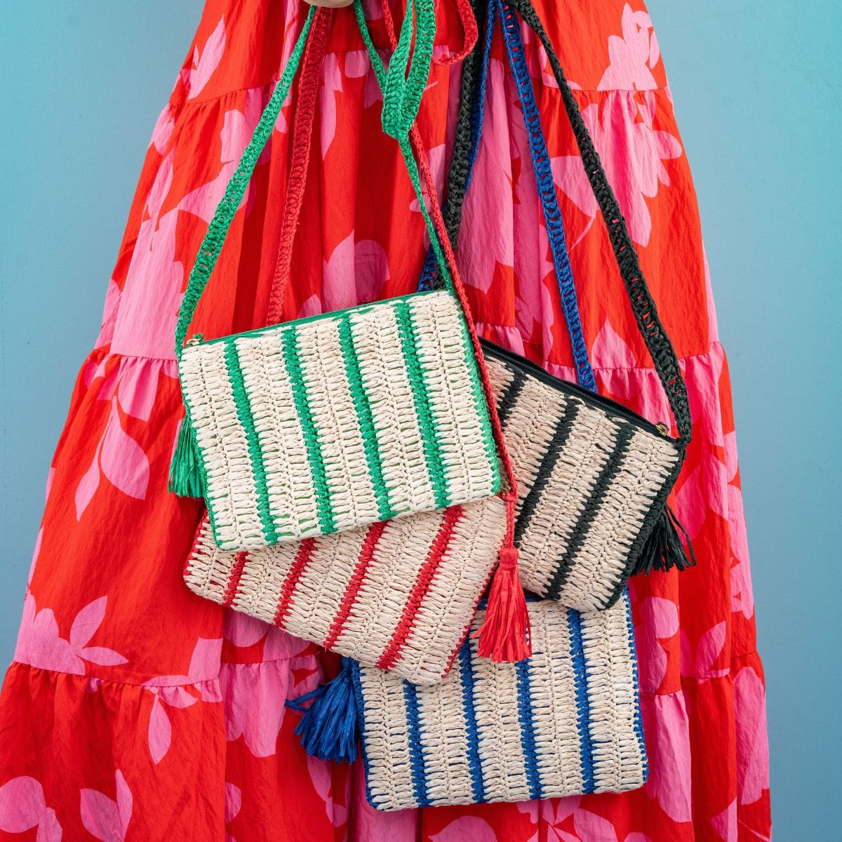 Kai Striped Raffia Crossbody