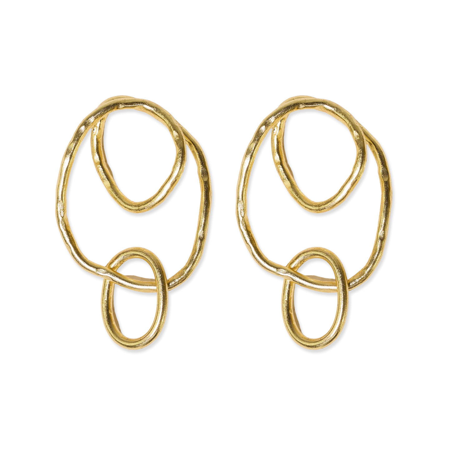 Louisa Organic Circles Drop Brass Earrings