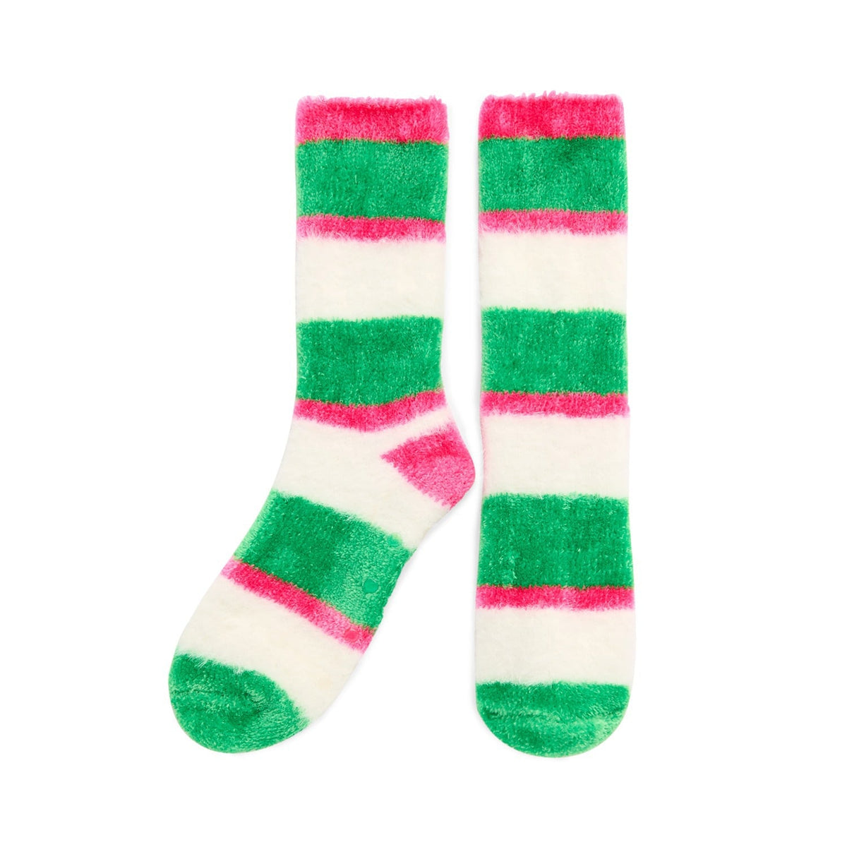 FUZZY STRIPE SOCKS,GREEN