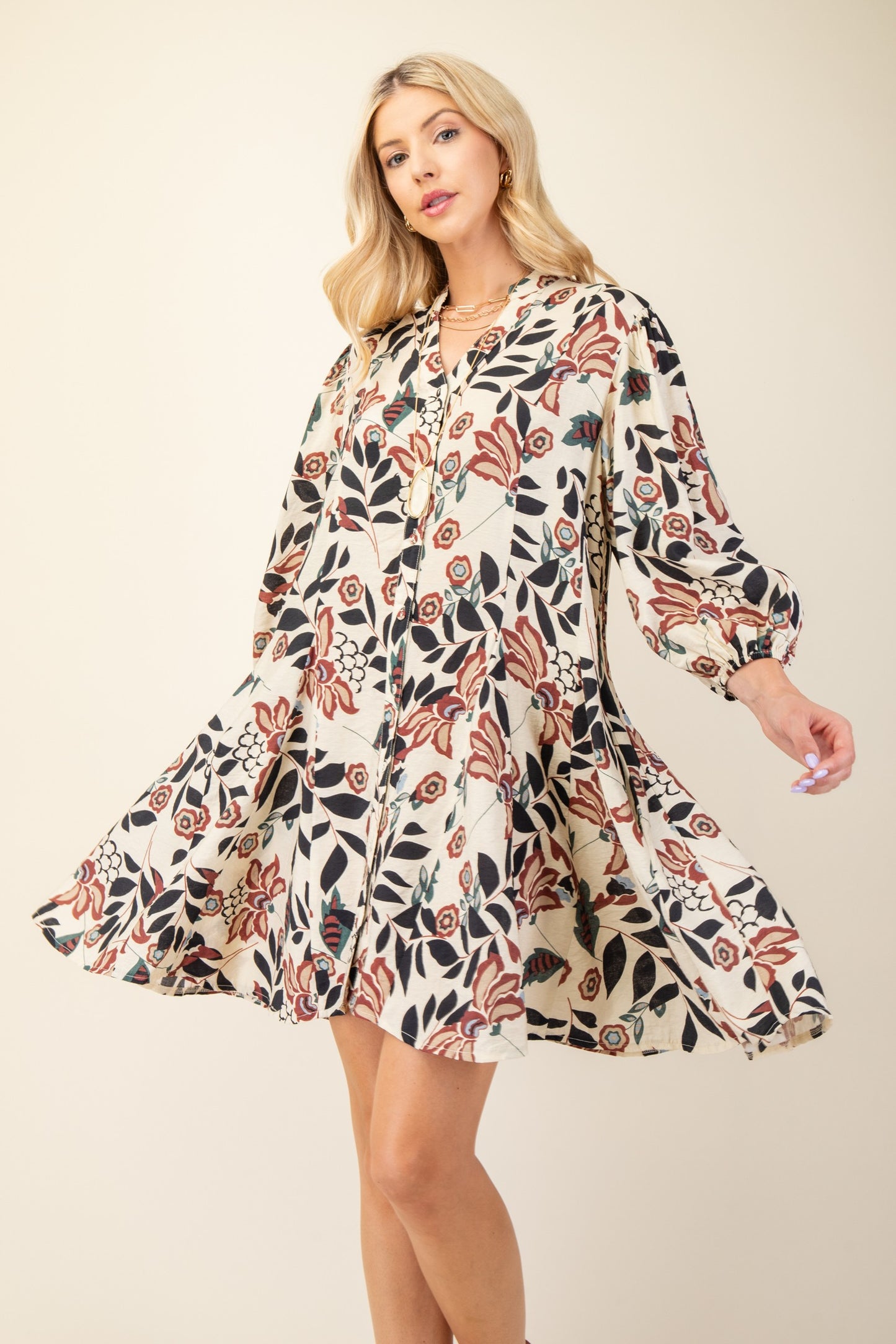 Kisa Floral 3/4 Sleeve Dress