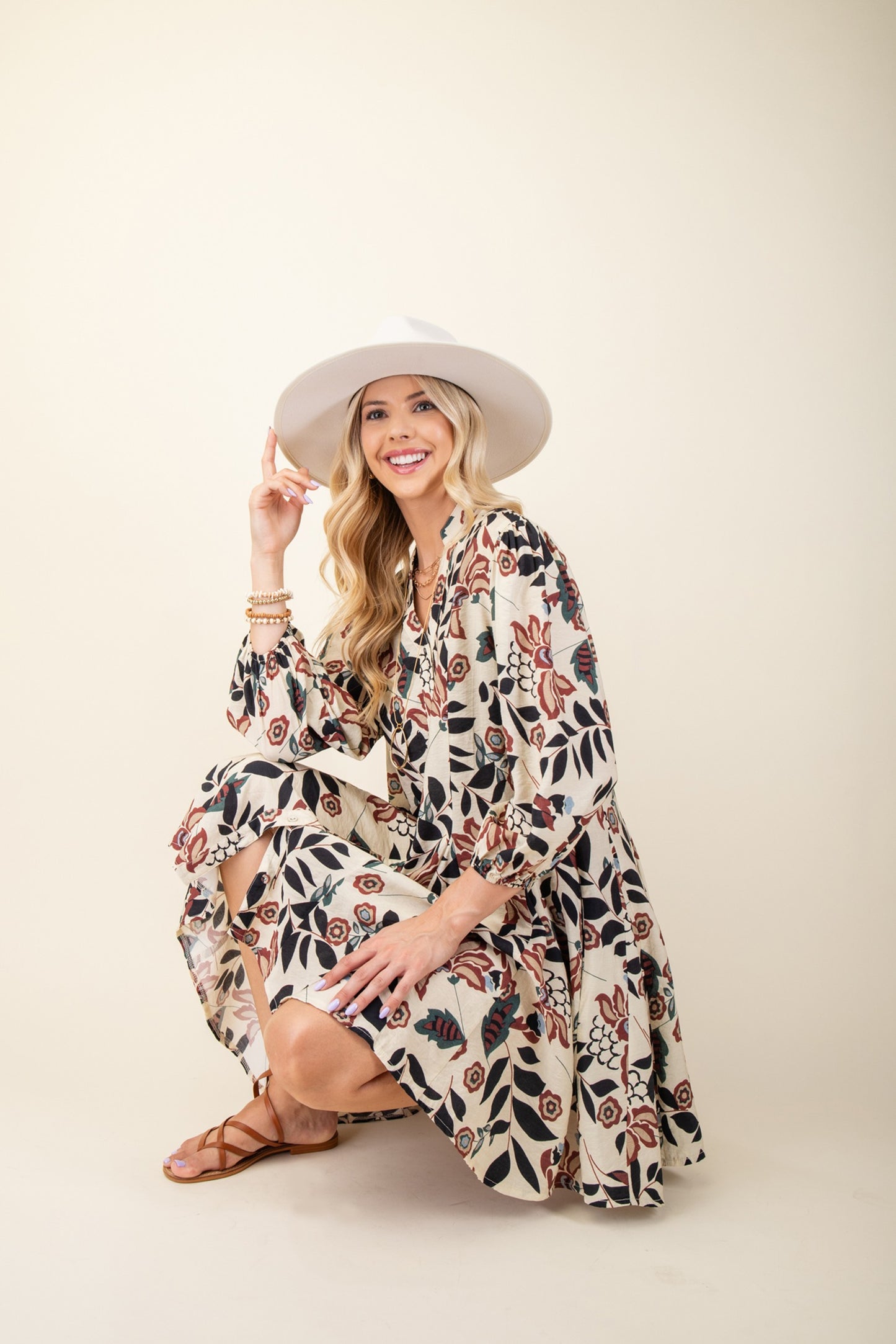 Kisa Floral 3/4 Sleeve Dress