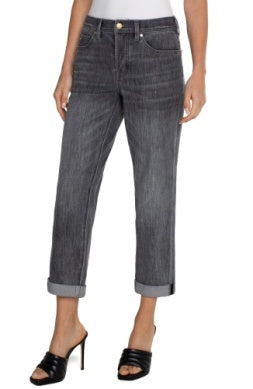 Gray keeper boyfriend rolled cuff jean