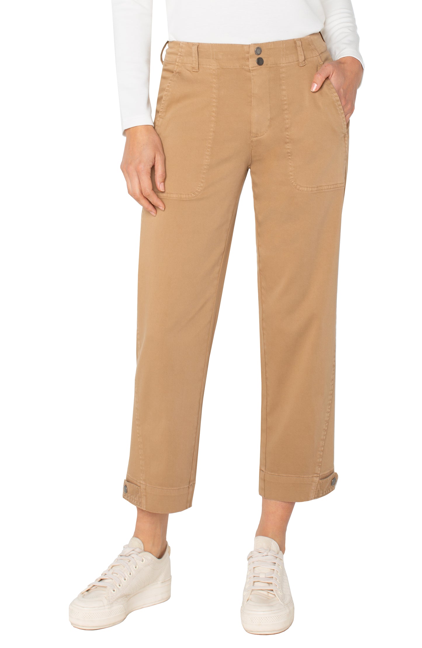Utility crop w/ tab hem pants