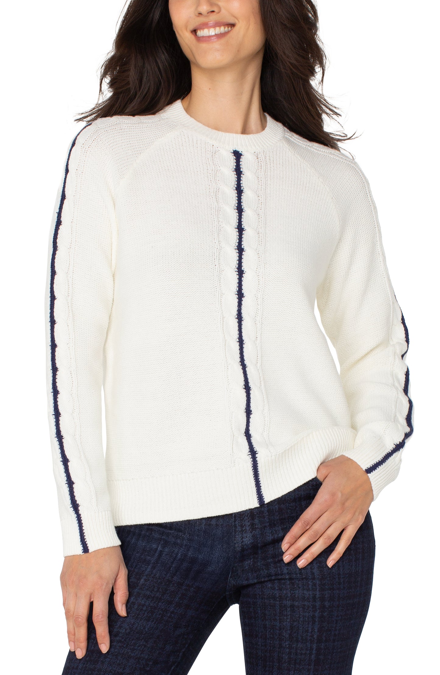 White Raglan Crew Neck Sweater