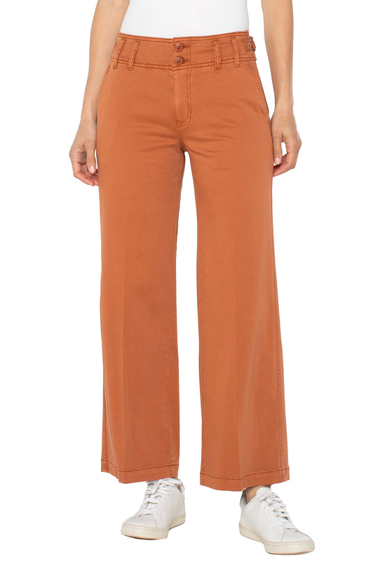 High Rise Cinch Waist Wide Leg Pant