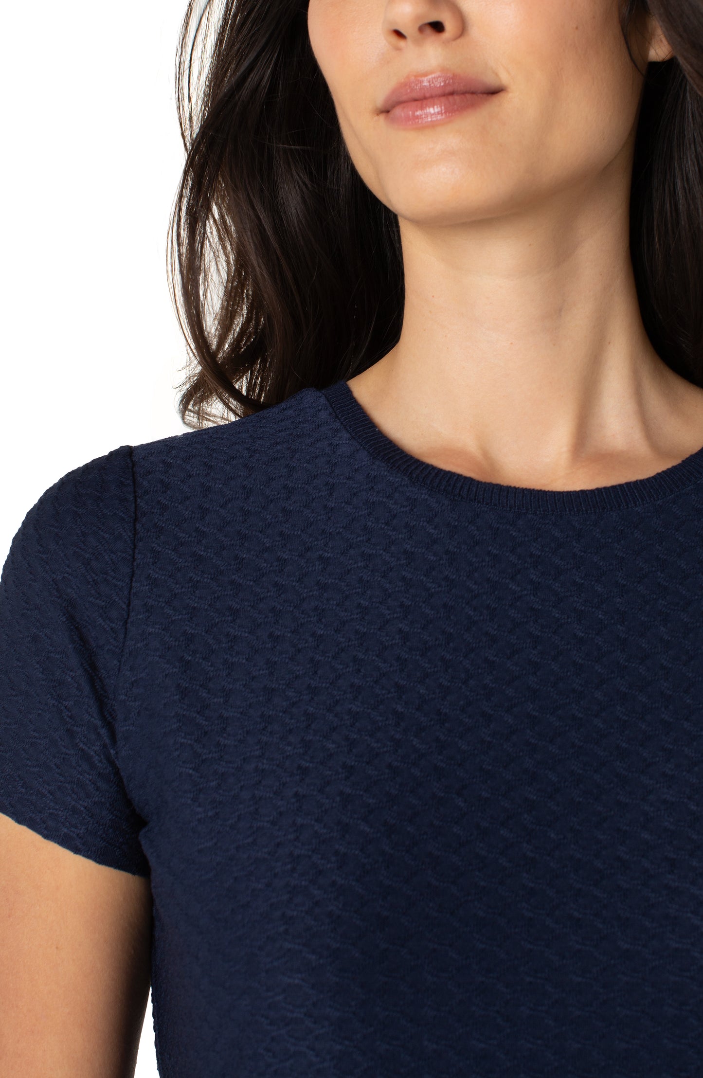 Navy Short Sleeve Crew Neck Tee w/ Rib Trim