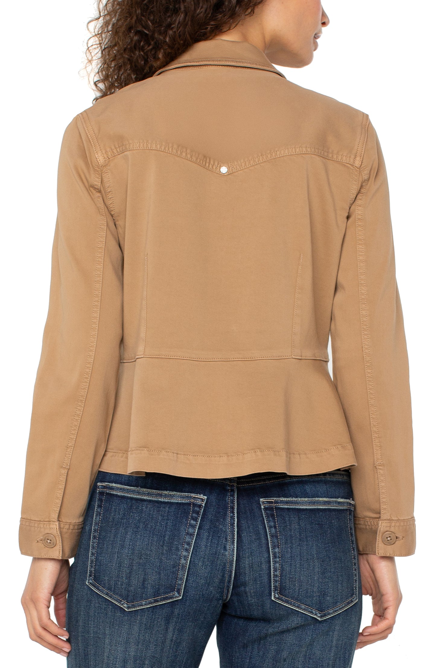 Peplum hem trucker jacket