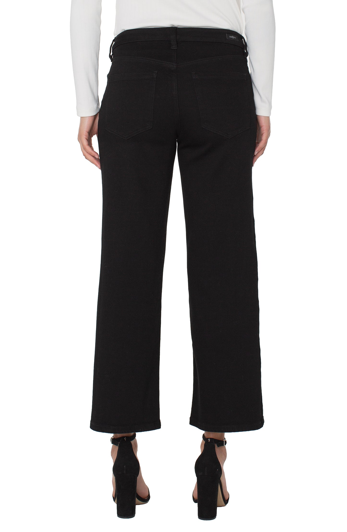 Black Wide Leg Cropped Stride Jeans