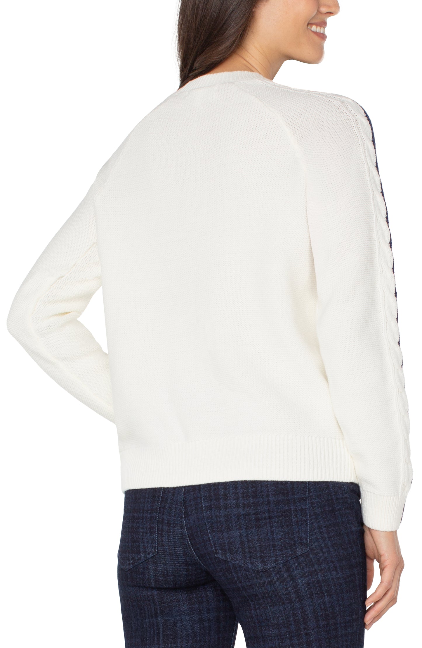 White Raglan Crew Neck Sweater