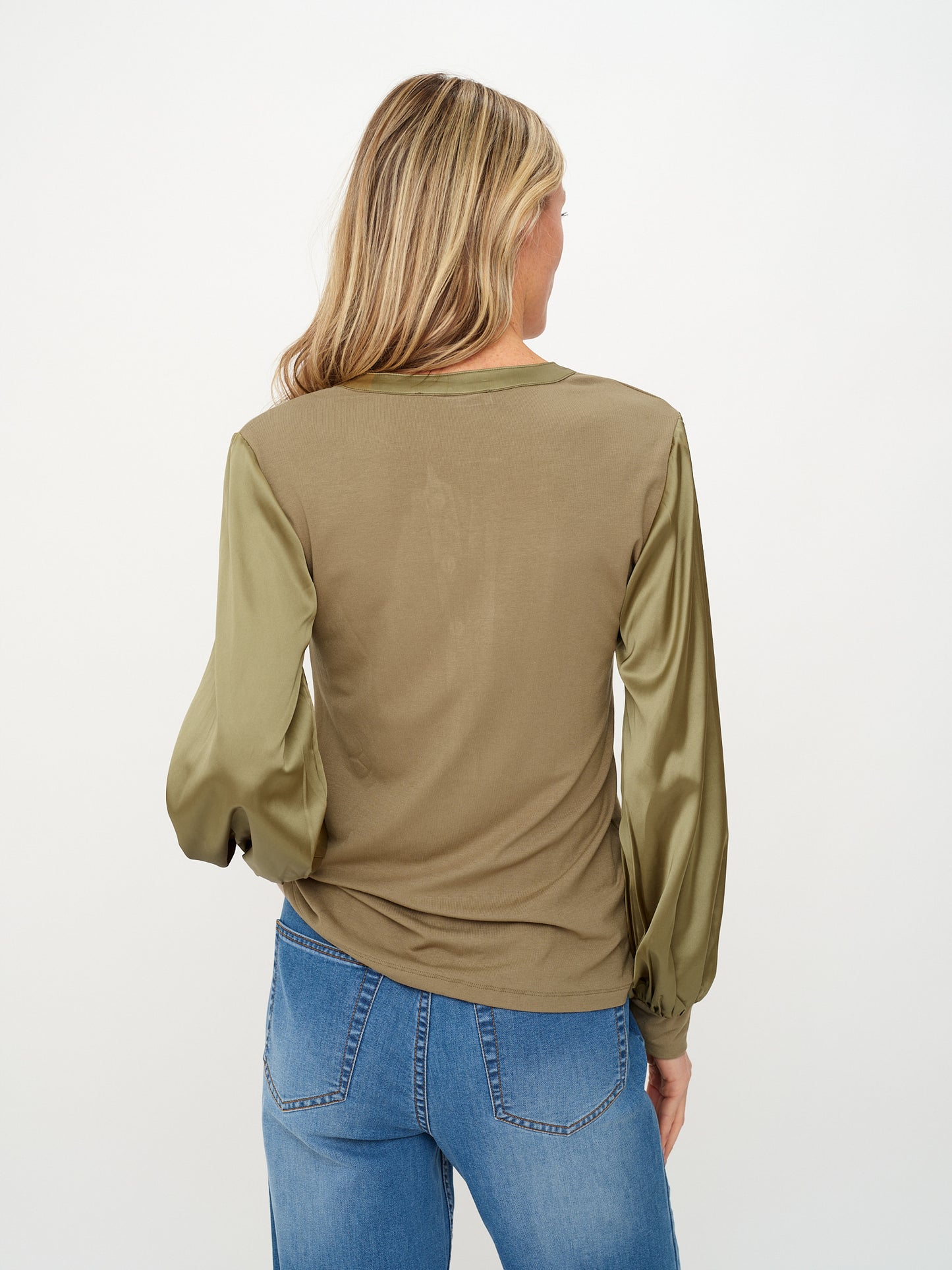Ribbed Satin Sleeve Top