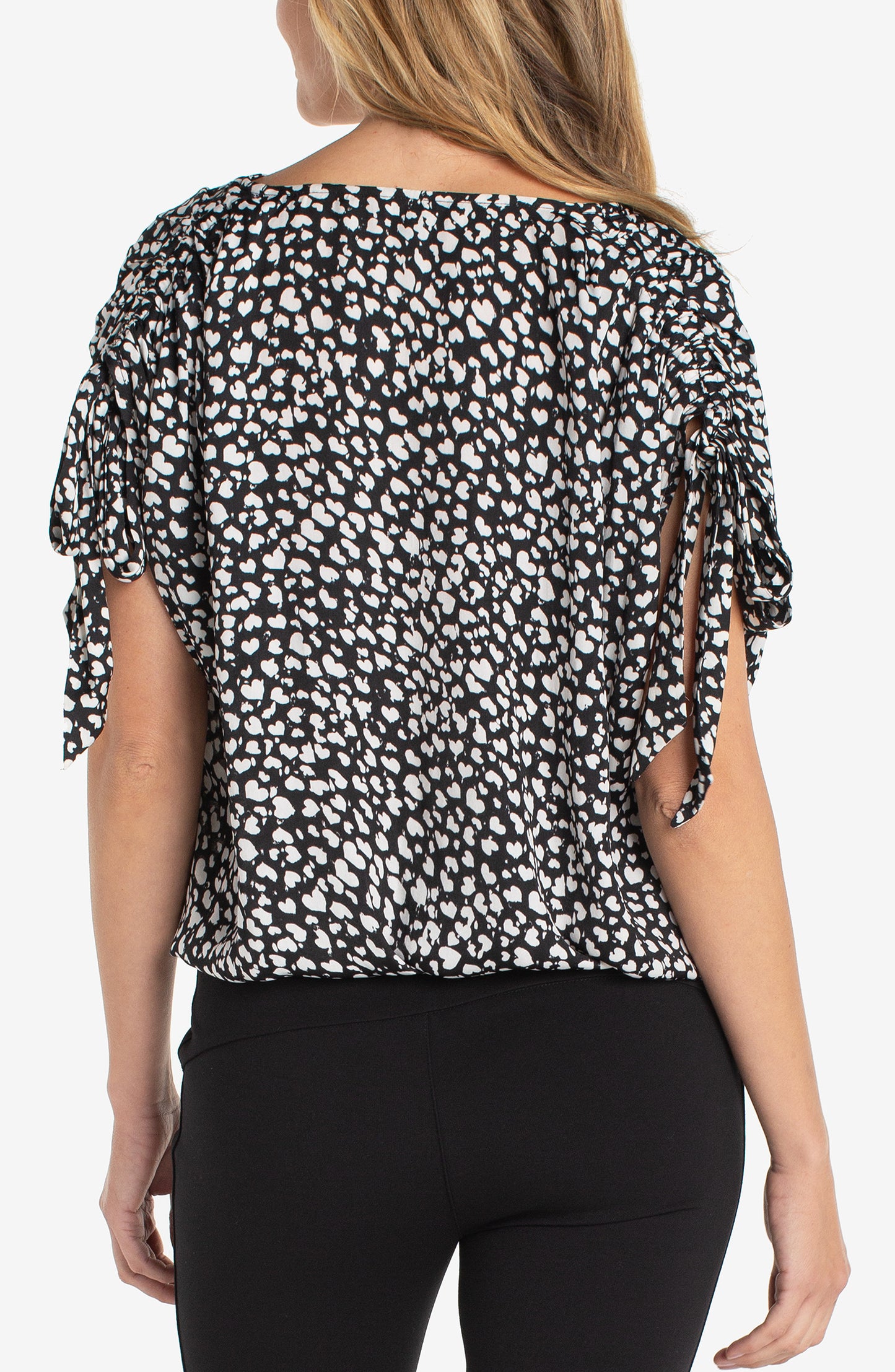 Black and White Heart Short Sleeve Shirt