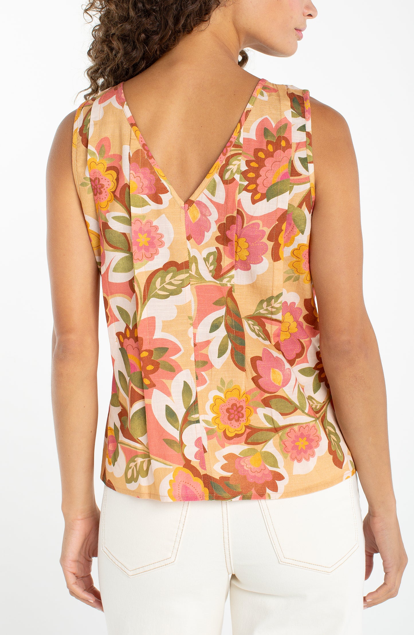 Floral Tank Top with Pintucks