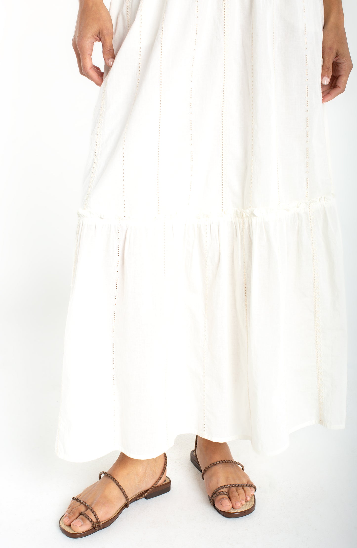Cream Stripe Maxi Skirt