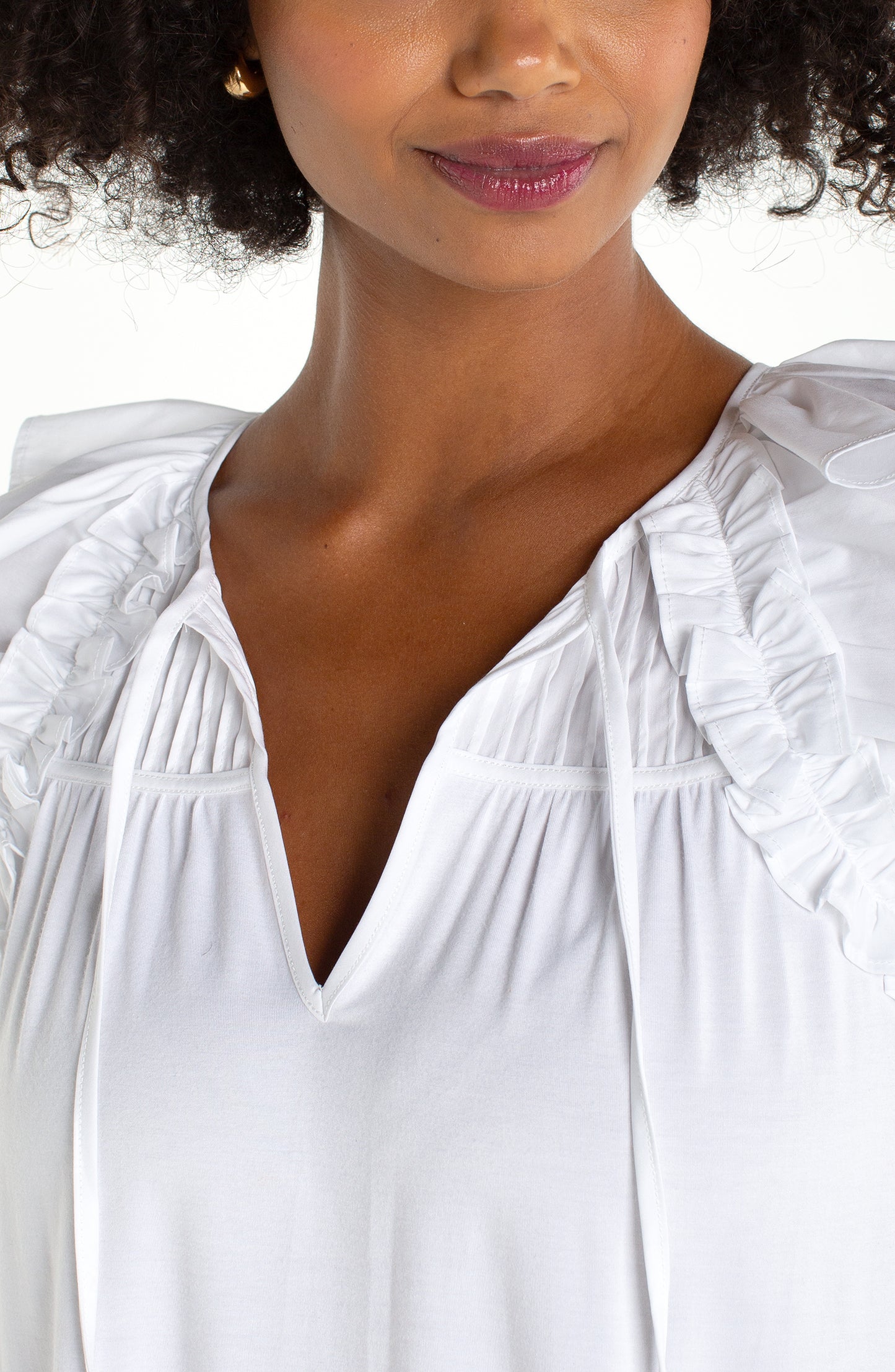Flutter Sleeve Tie Front Shirt