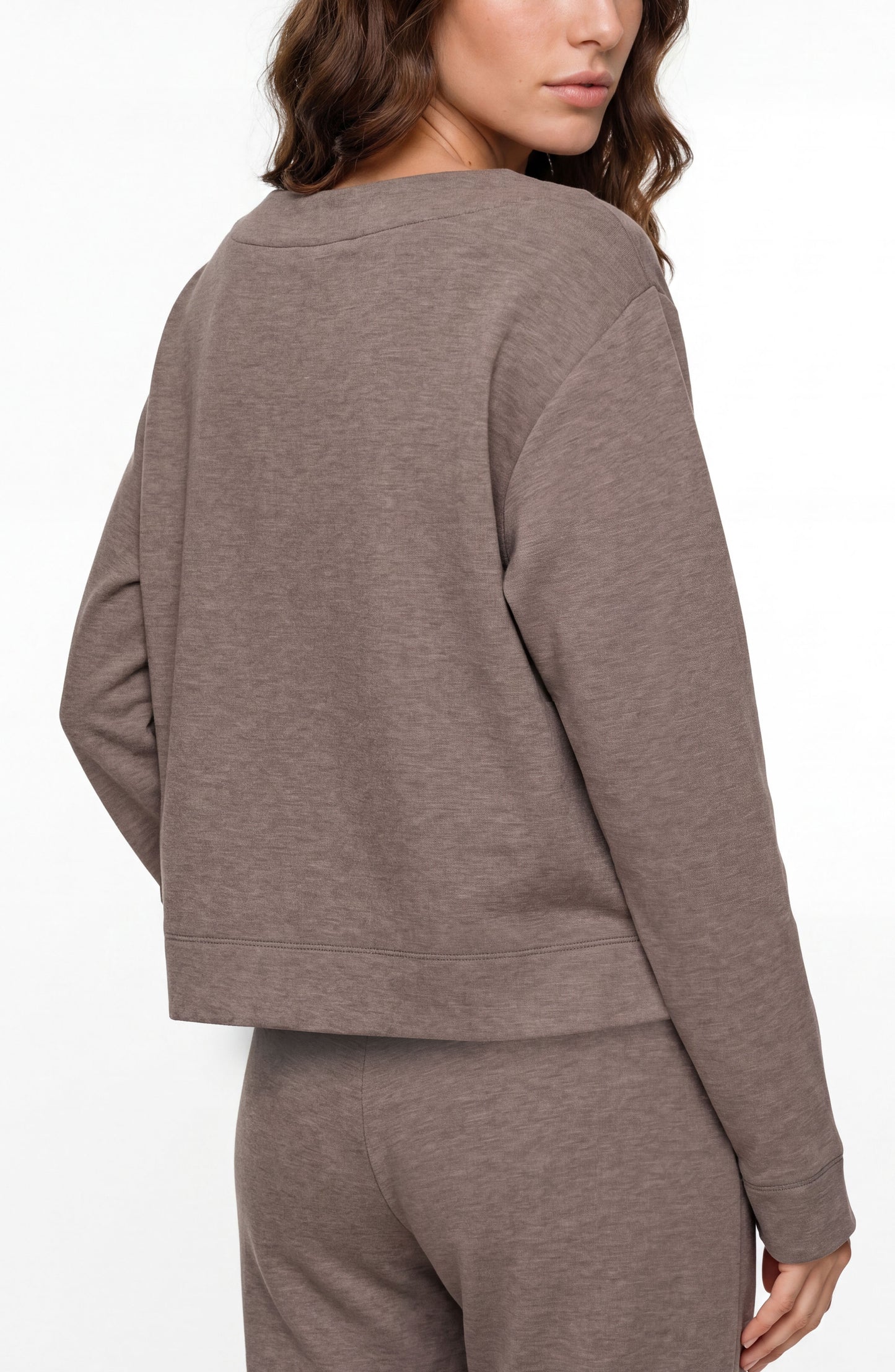 Taupe Long Sleeve Boat Neck Top