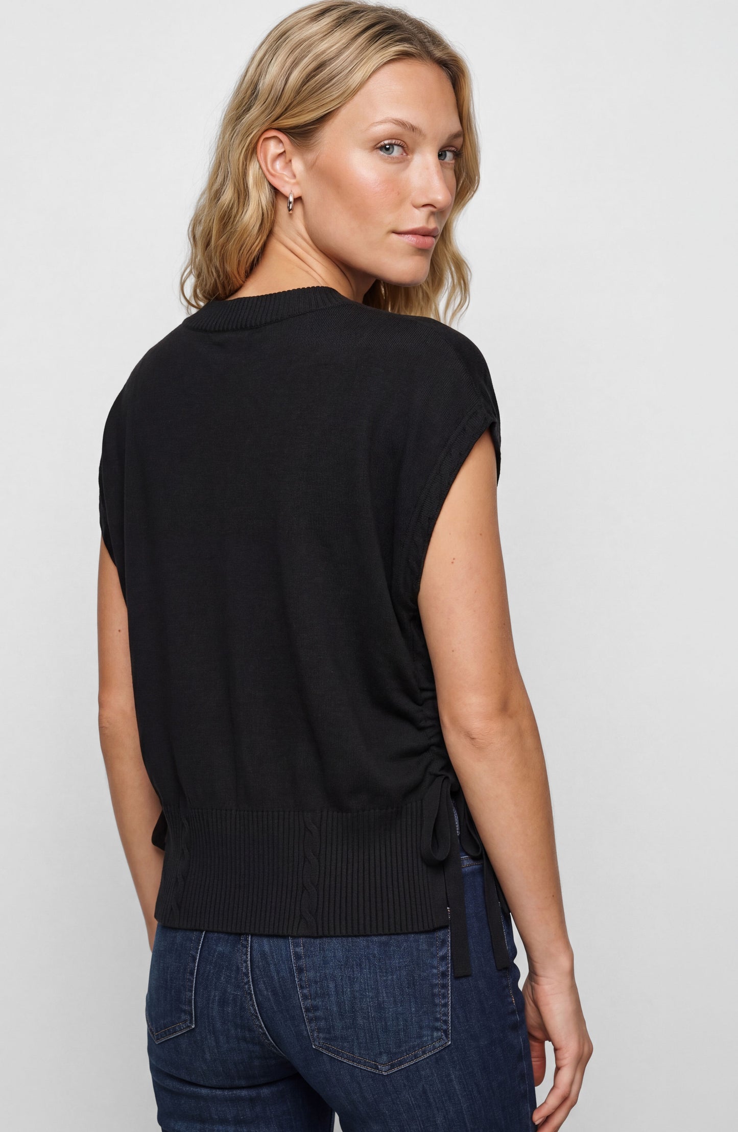 Vneck Dolman Popover Sweater with Ties