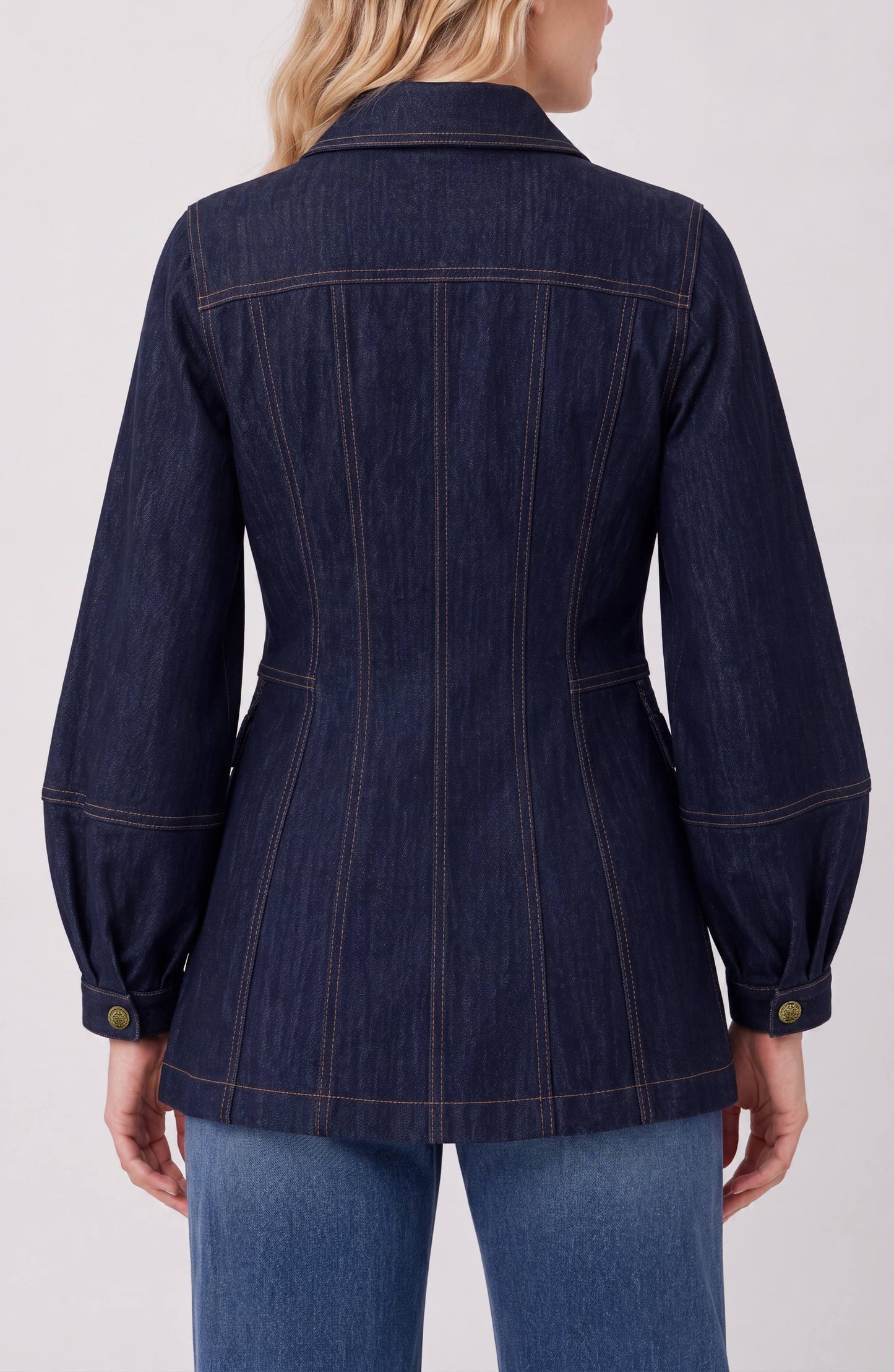 Lantern Sleeve Denim Jacket