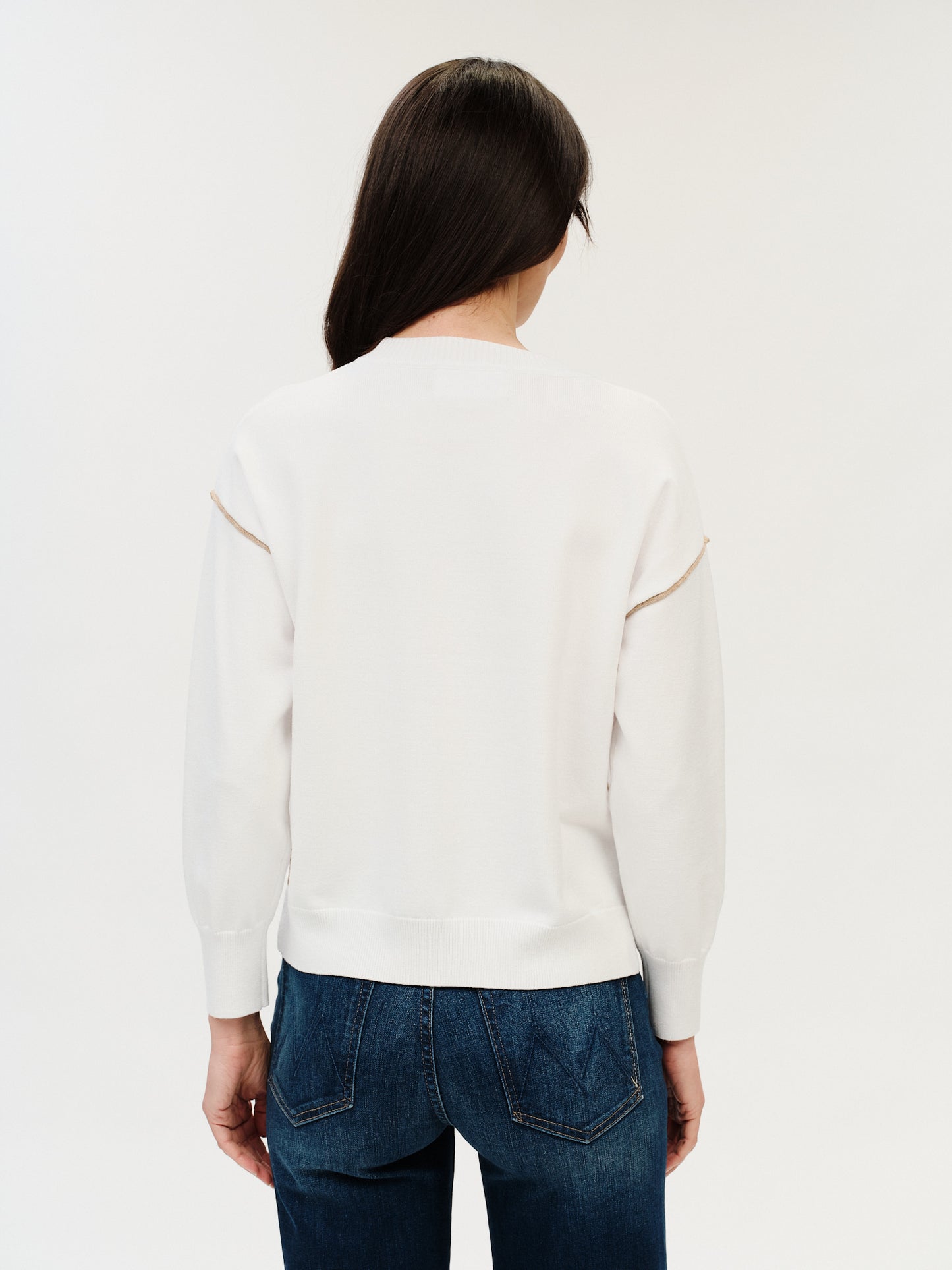 Crew Neck Sweater with Seams