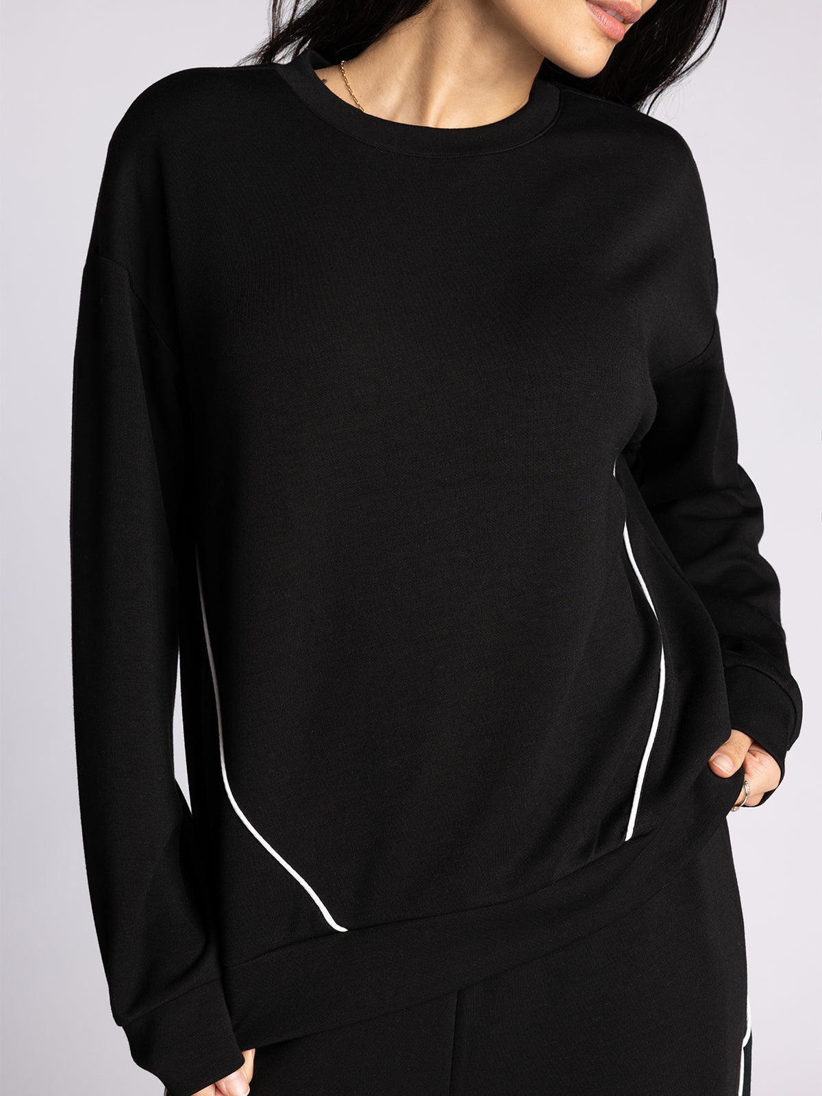 Black Sweatshirt with White Stripe