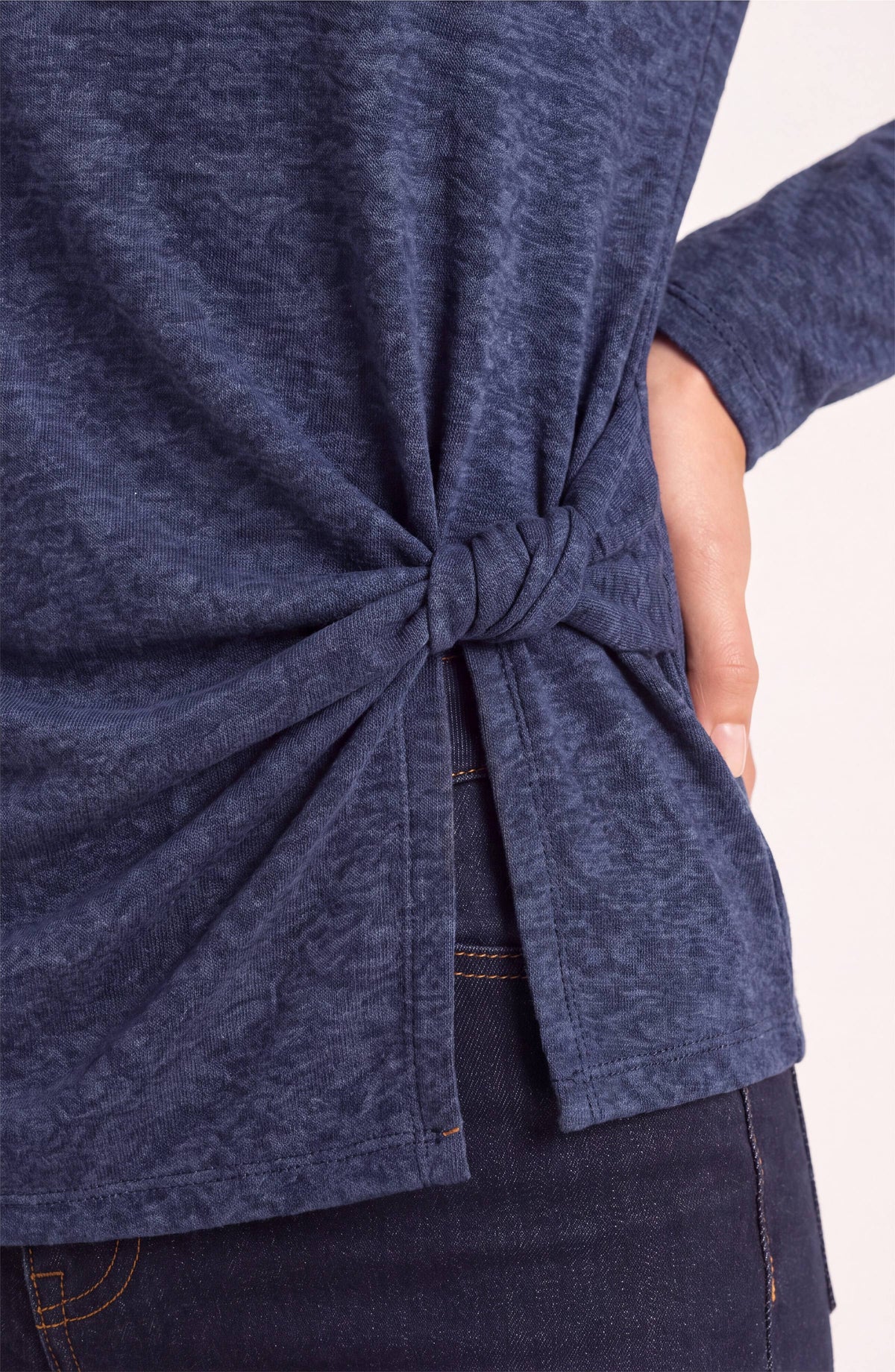 Boat Neck Knit Top Twist Detail