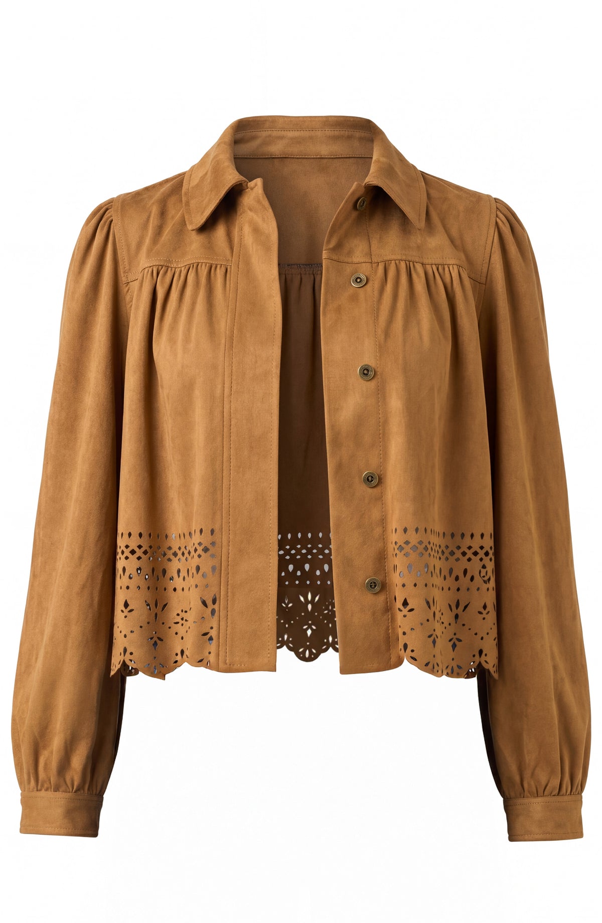 Puff Sleeve Jacket Laser Cut Hem