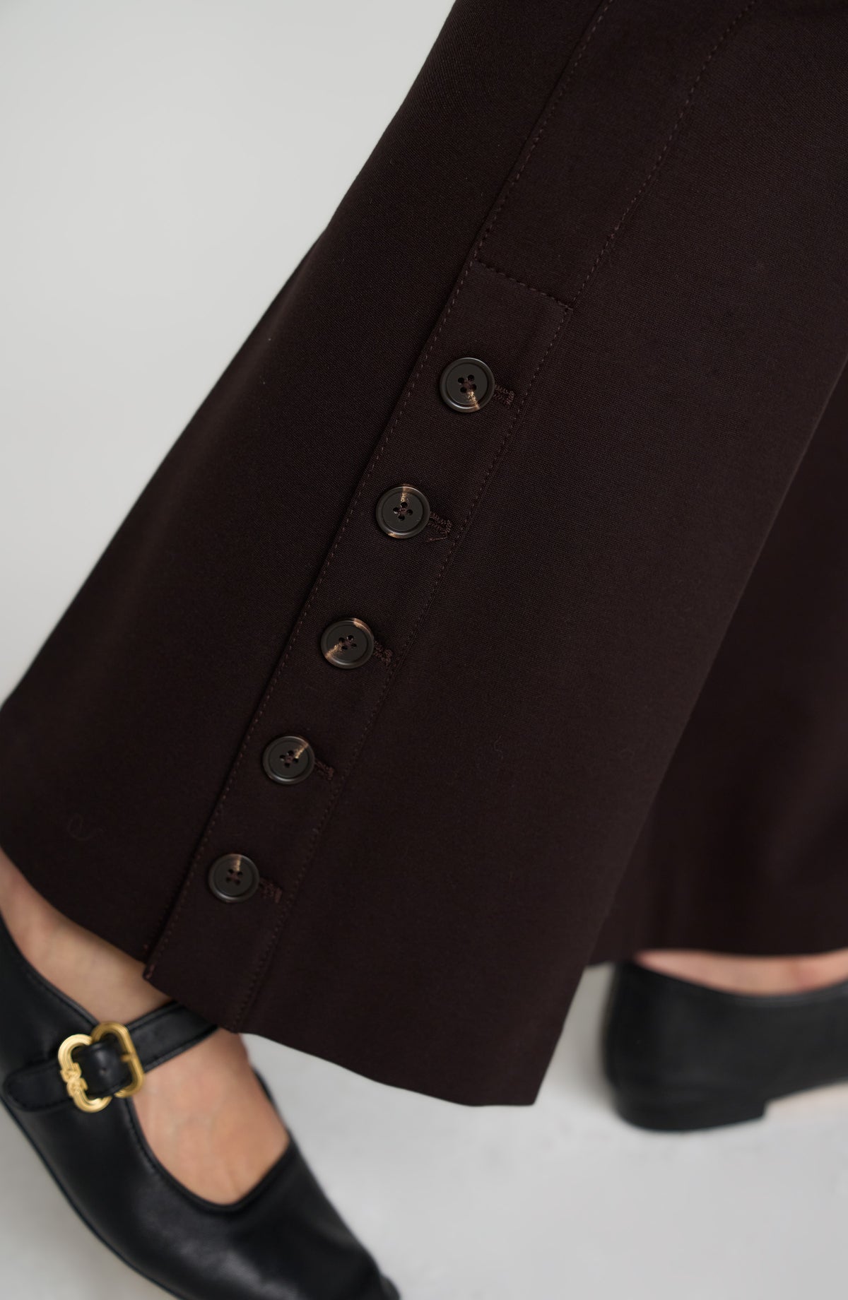 Brown Stella Pull-on Flare with Buttons
