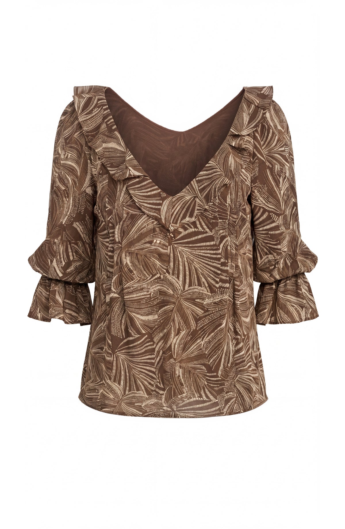Double Ruffle vneck Blouse