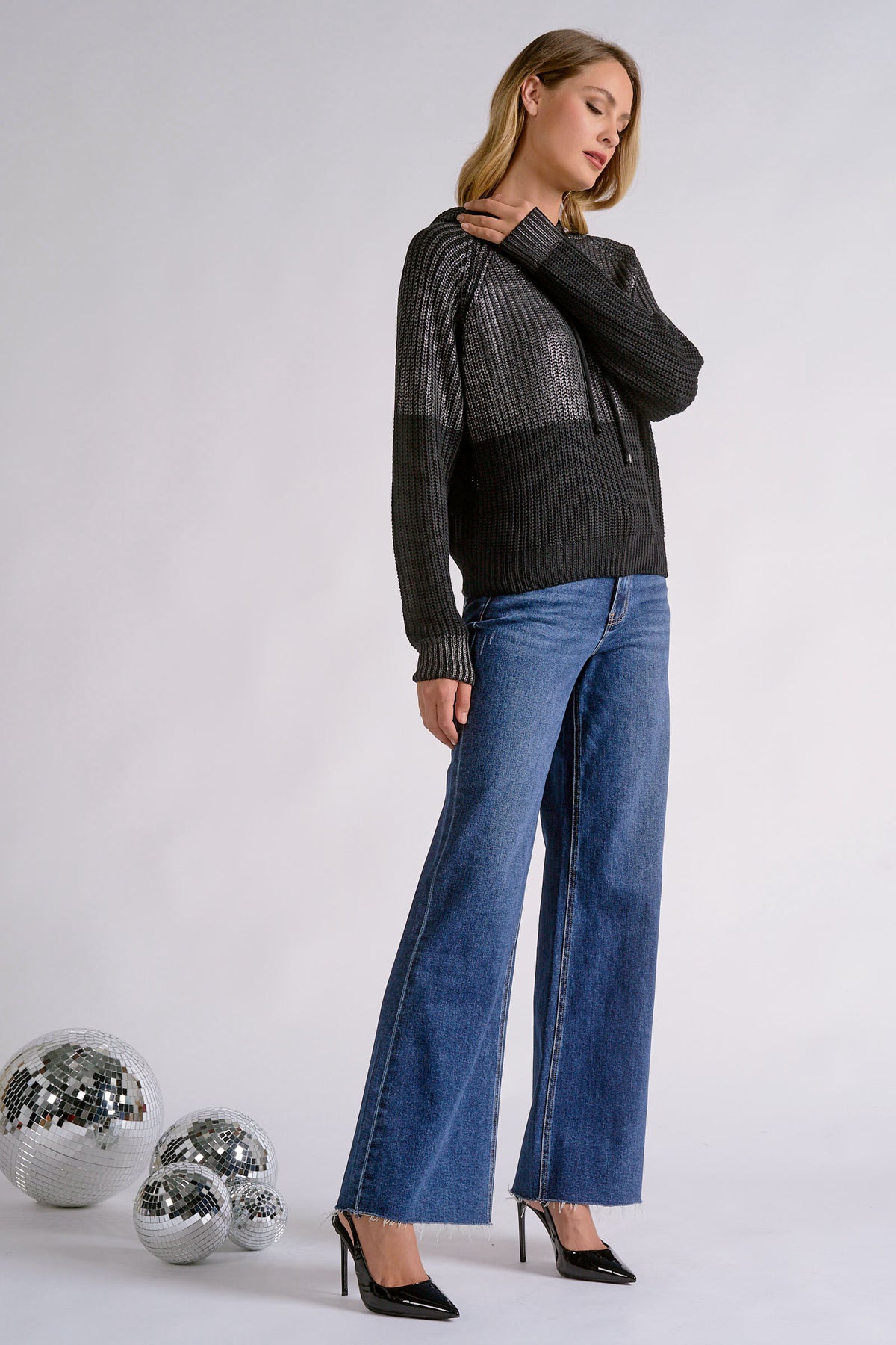 Black and Gray Hooded Sweater