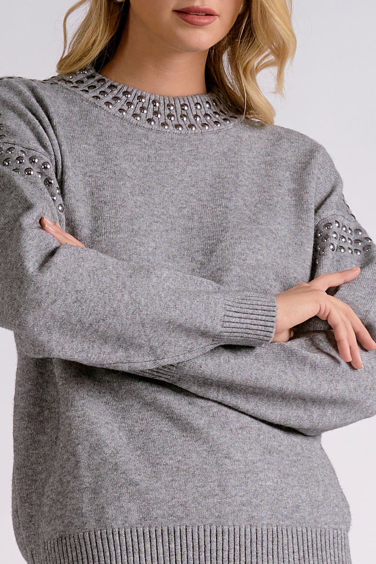 Gray Stud Sweater