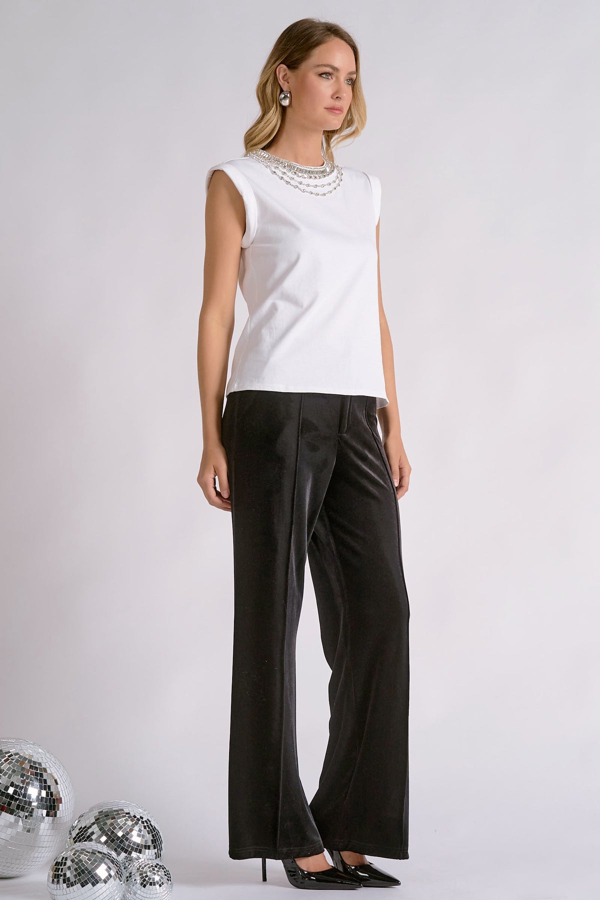 Rhinestone Neck Tank Top