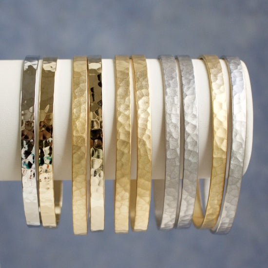 Dainty Hammered Cuff Set