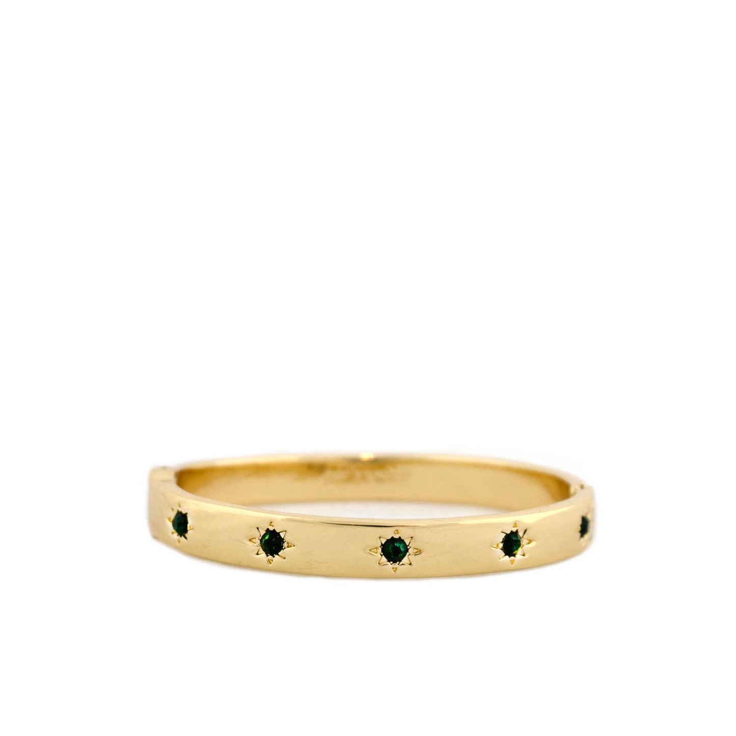 Crystal Starburst Hinged Bangle Emerald
