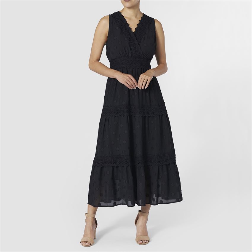 TIERED CHIFFON MAXI DRESS