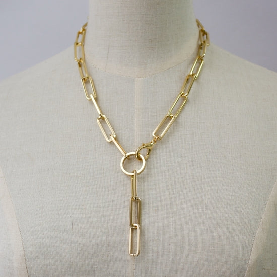 Paper Clip Statement Y Necklace