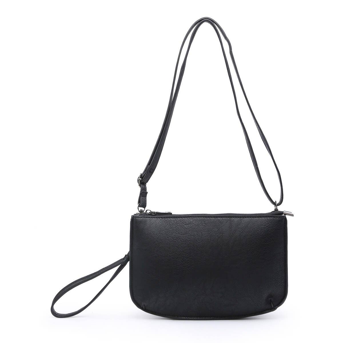Black Mila Dual Compartment Crossbody/Clutch