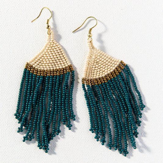 Beaded Stripe Fringe Earring