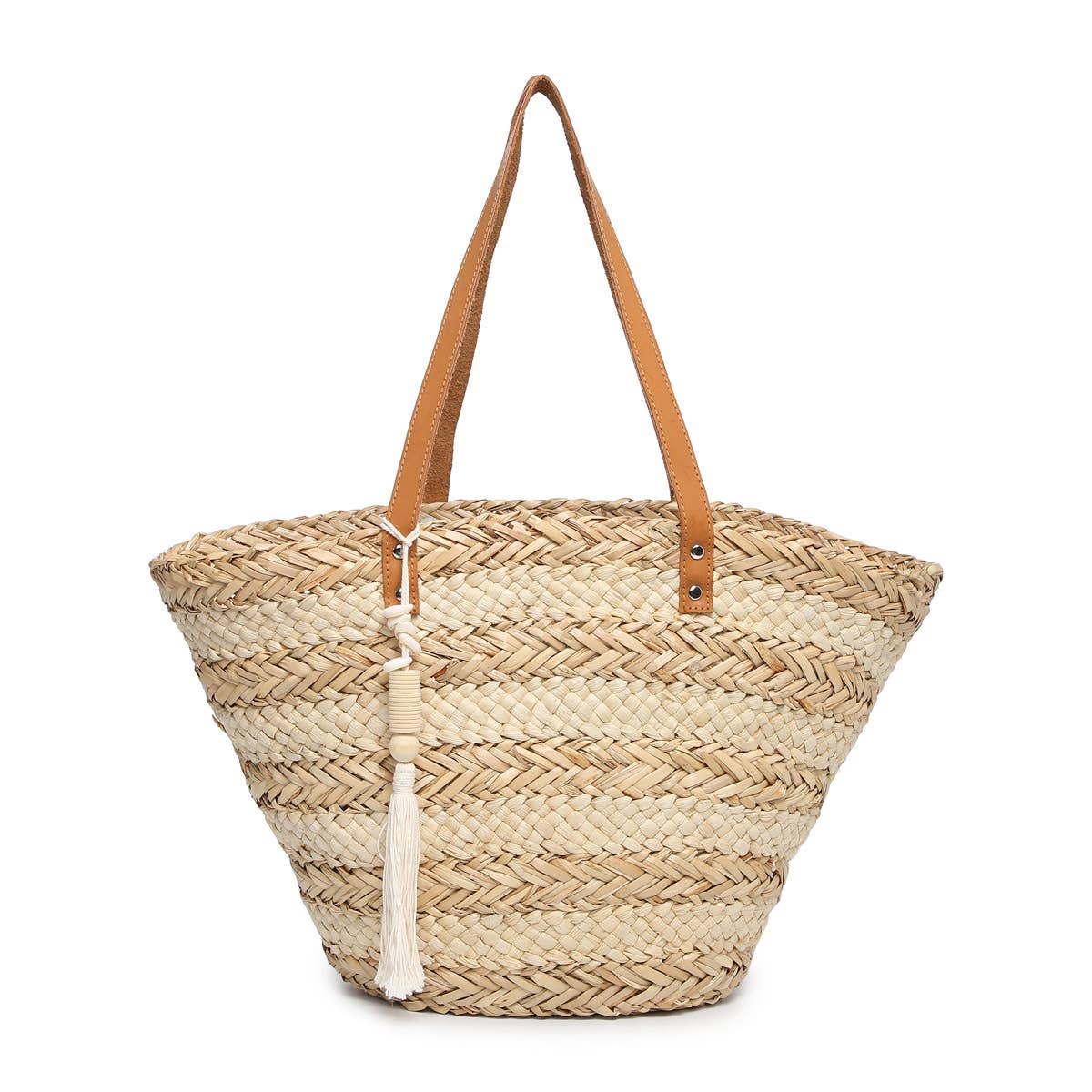 Beatrix Seagrass Two-Tone Striped Tote