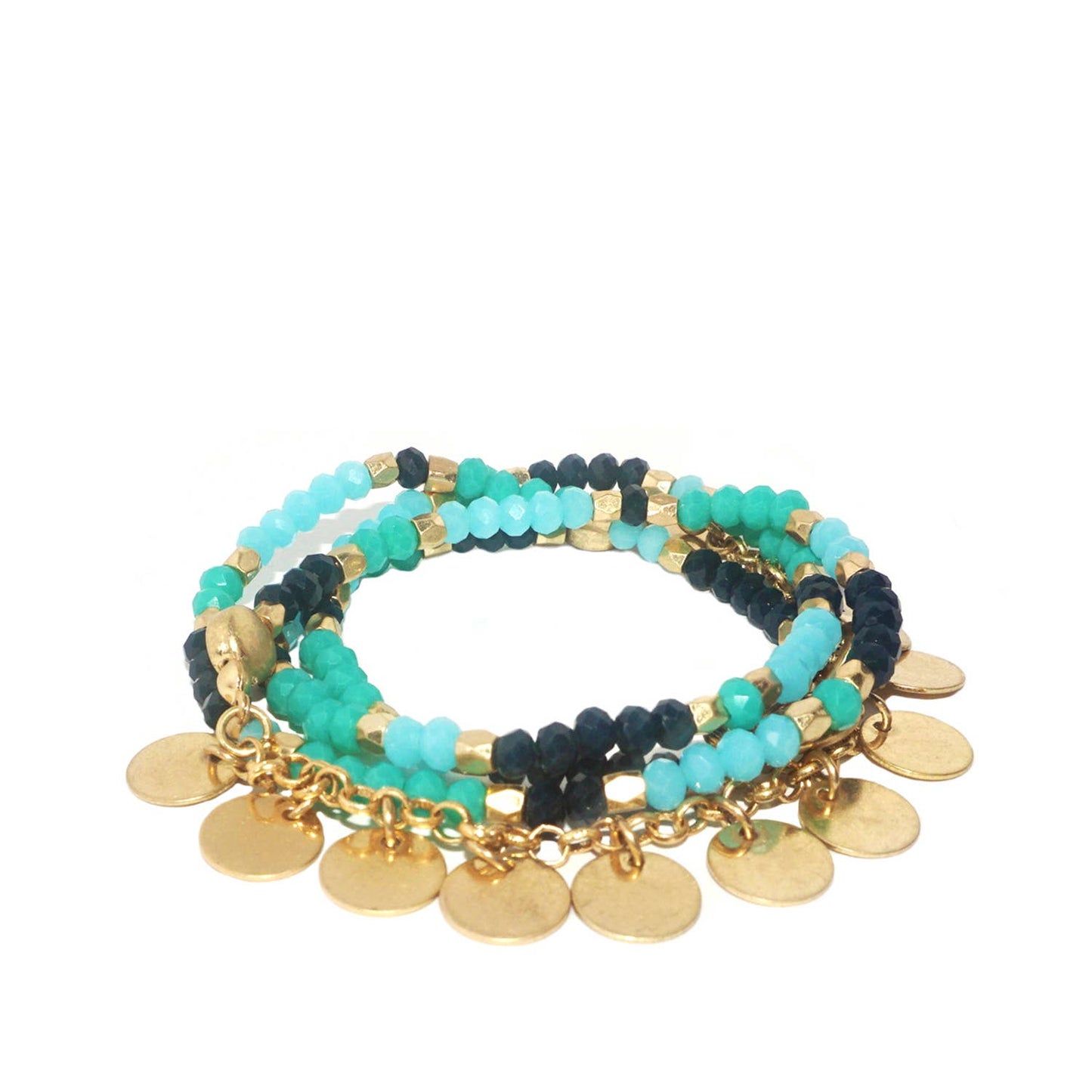 Toggle beaded disc wrap bracelet
