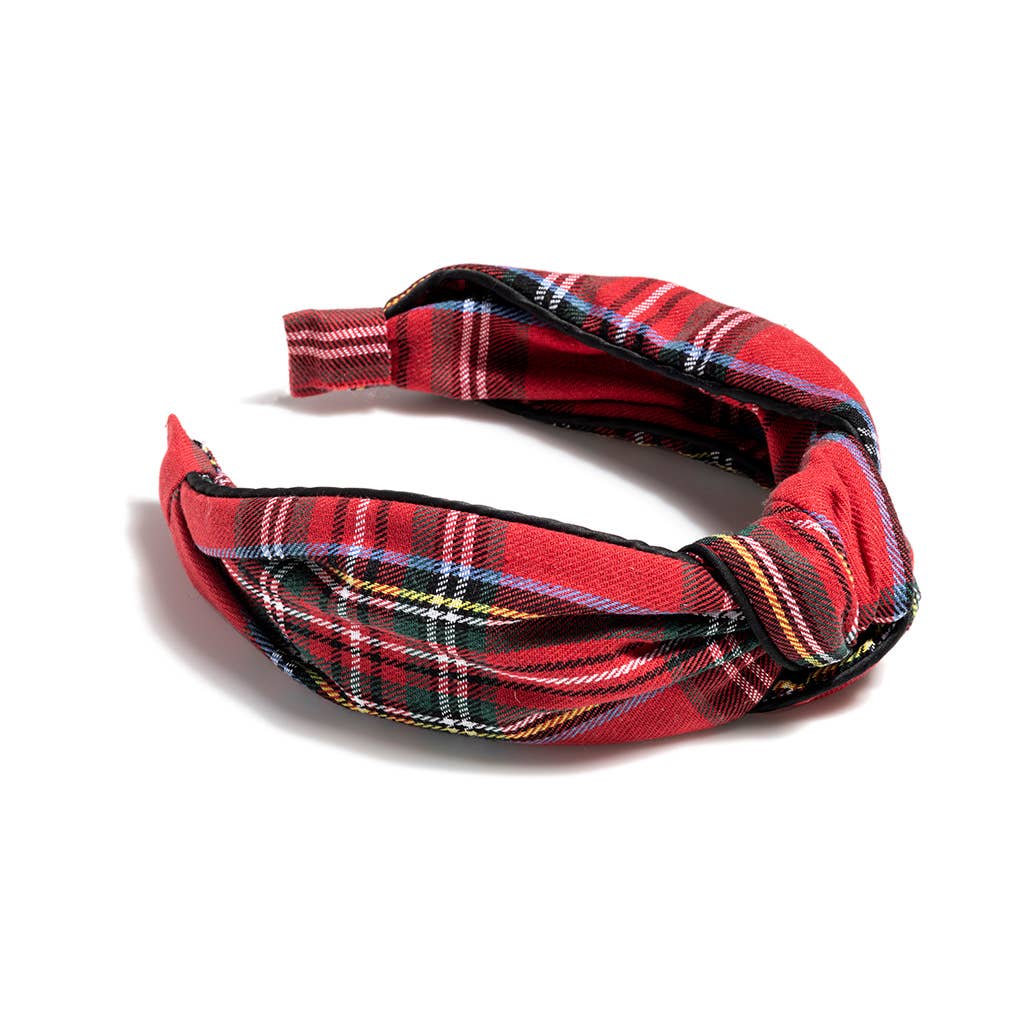 KNOTTED PLAID HEADBAND, RED PLAID
