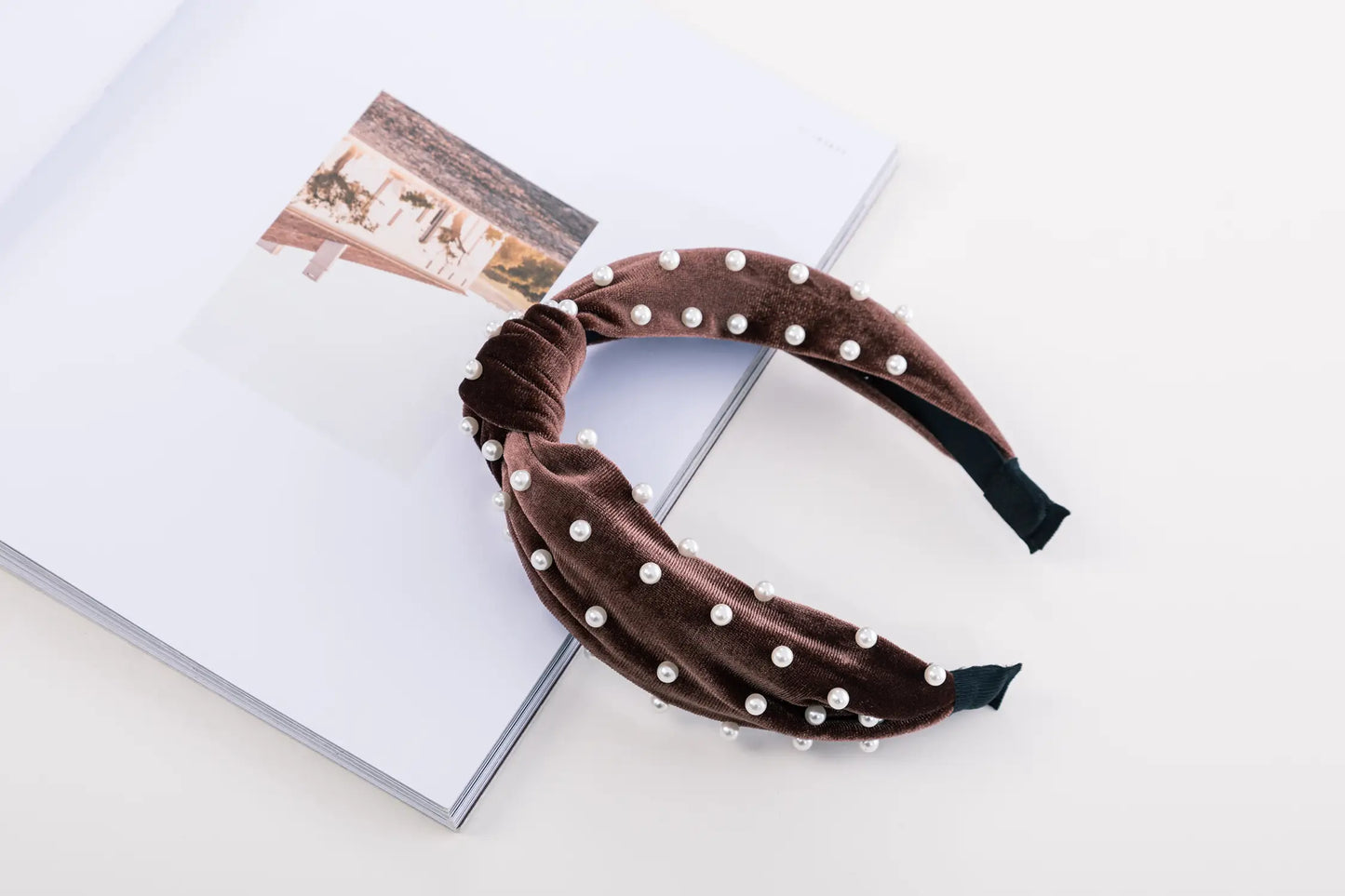 Velvet Headband w/ Pearl Beads