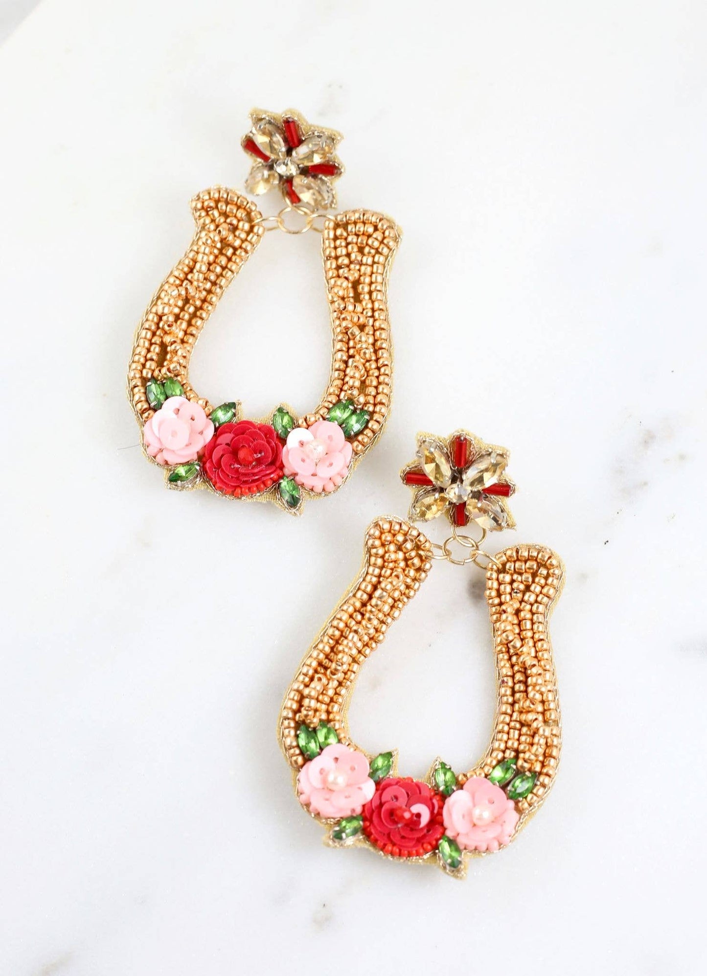 Derby Beaded Horseshoe Earring