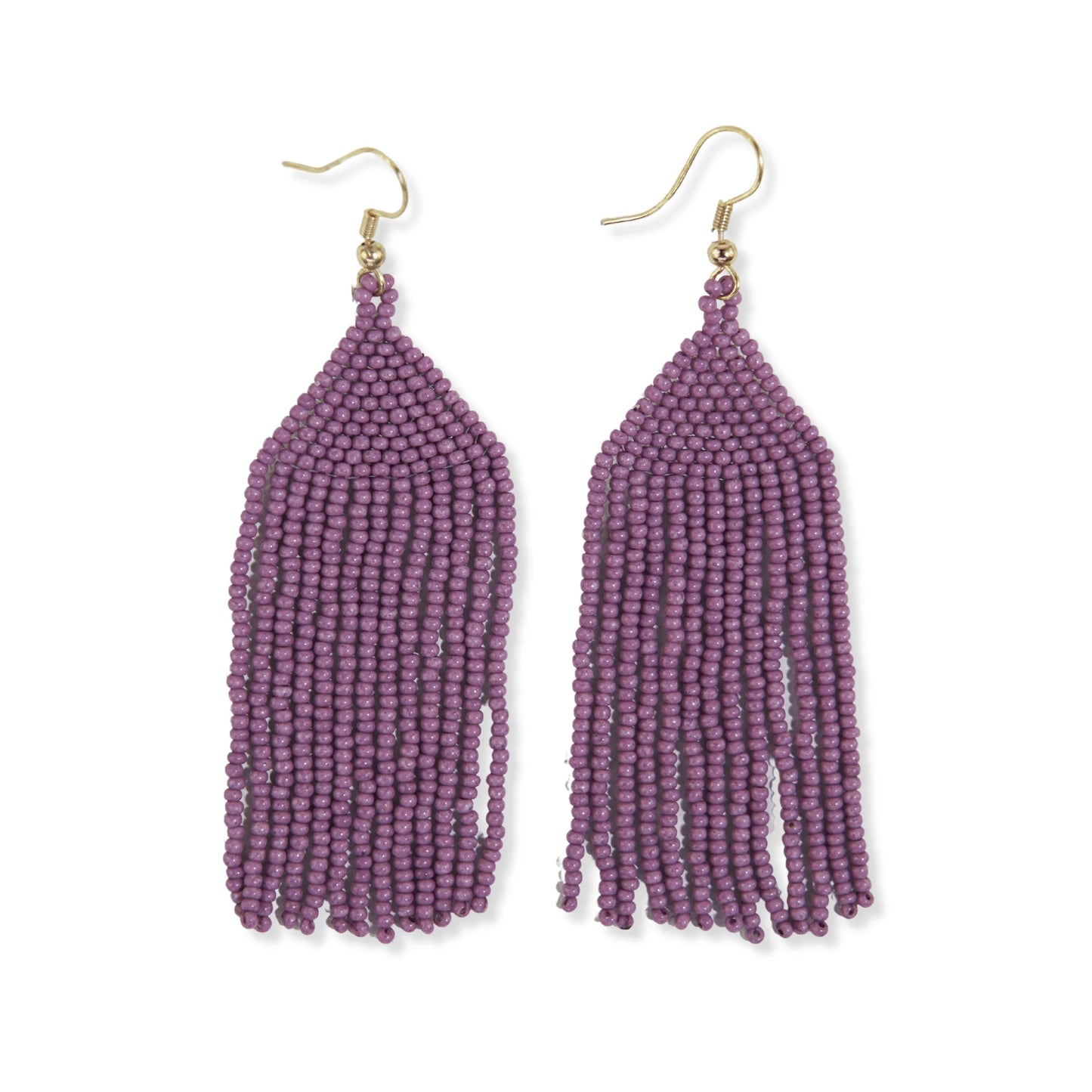 Michele Solid Beaded Fringe Earrings