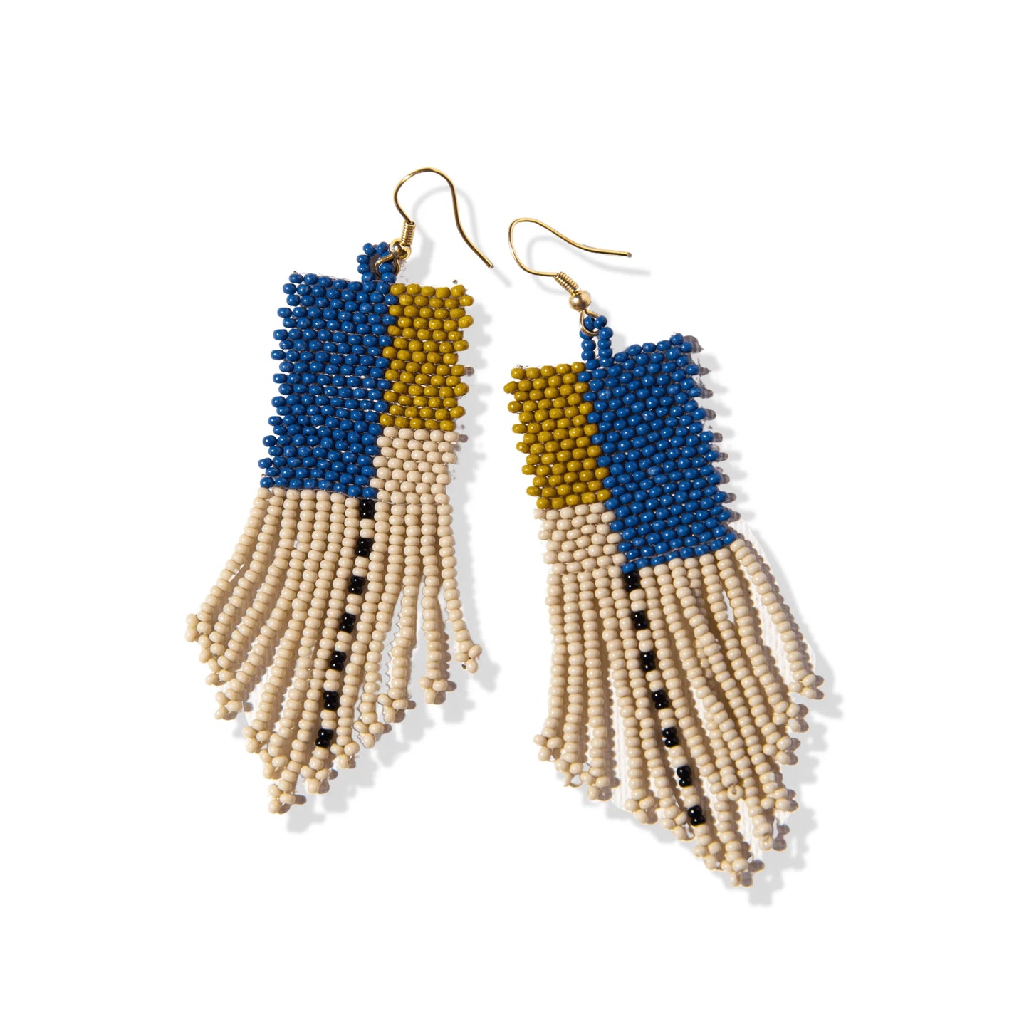 Lapis Citron And Ivory Seed Bead Earring